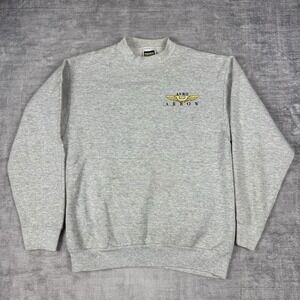 Avro Arrow Sweater Mens Large Gray Canadian Fighter Jet Vtg 90s Double‎ Sided